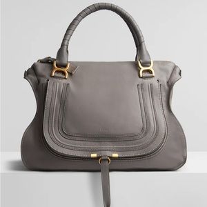 Chloe Gray Leather Satchel with Gold Hardware